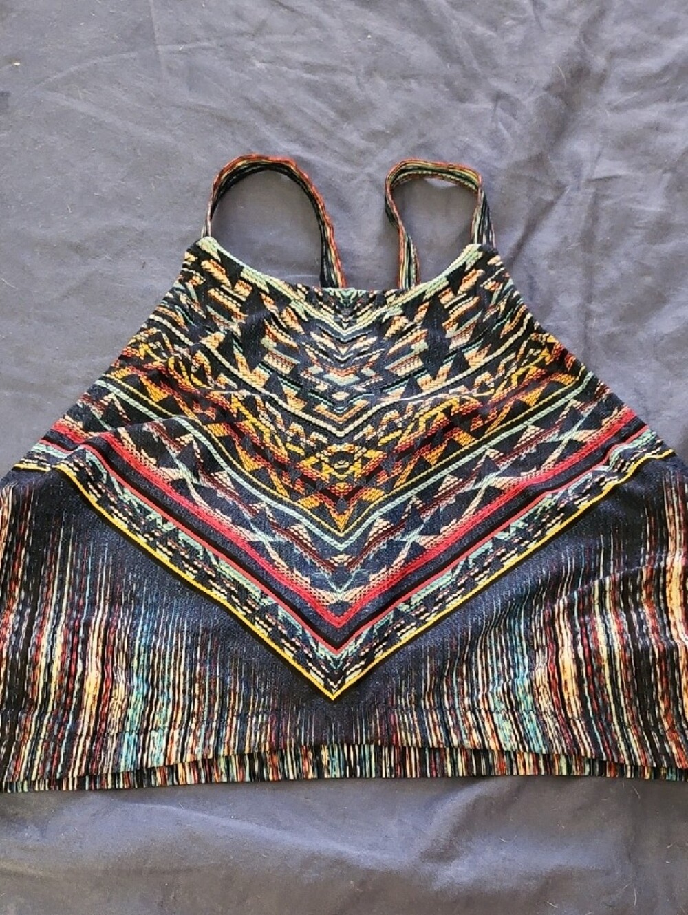Boho Multicolor Halter Swim Crop Top